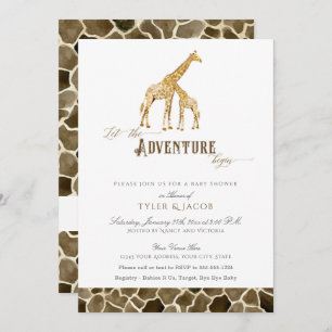 Waterverf Giraffes Safari Adventure Baby shower Kaart