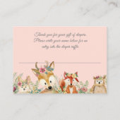 Waterverf Girl Boho Deer Fox Bunny Diaper Raffle Informatiekaartje (Achterkant)