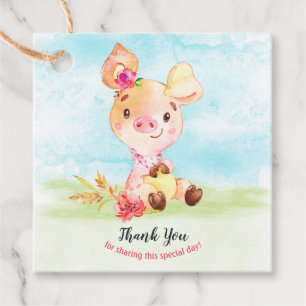 Waterverf Girl Piggy Baby shower Boerderij Dank u Bedankjes Labels
