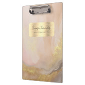 Waterverf Girly Monogram Faux Gold Folie Roze Klembord (Links)