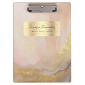 Waterverf Girly Monogram Faux Gold Folie Roze Klembord (Voorkant)