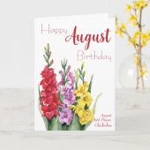 Waterverf Gladiolus August Birthday Kaart (Gele Bloem)