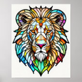 Waterverf Glas in lood stijl leeuw 5:4 Poster (Voorkant)