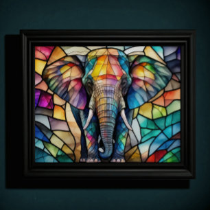 Waterverf Glas in lood stijl olifant 5:4 Poster