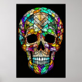 Waterverf Glas in lood stijl schedel 2:3 Poster (Voorkant)