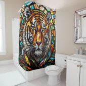 Waterverf Glas in lood Stijl Tijger Douchegordijn (In situ)