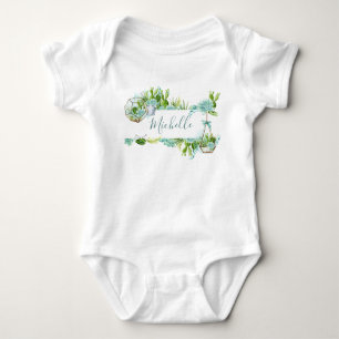 Waterverf Glas Terrarium Vetplanten Baby Shower Romper
