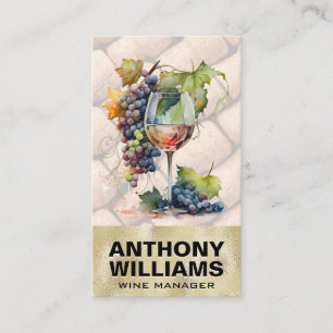 Waterverf glas wijndruiven   Kurken Visitekaartje
