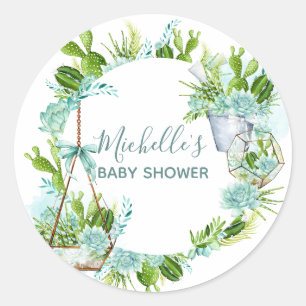 Waterverf Glass Terrarium Succulents Baby shower Ronde Sticker