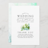 Waterverf Glass Terrarium Succulents Wedding Programma (Voorkant / Achterkant)