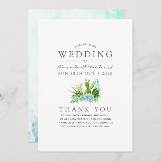 Waterverf Glass Terrarium Succulents Wedding Programma (Voorkant / Achterkant)