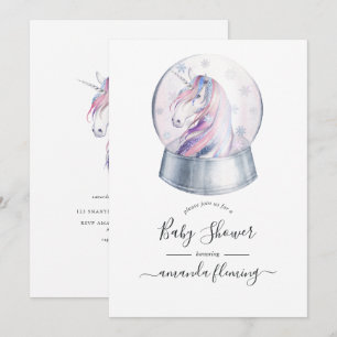 Waterverf Glitter Eenhoorn Kerst Baby Shower Kaart
