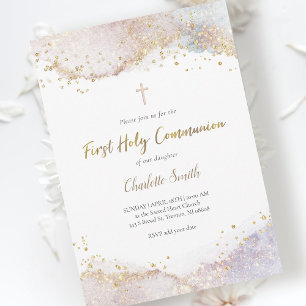 waterverf glitter Eerste Heilige Communie Kaart