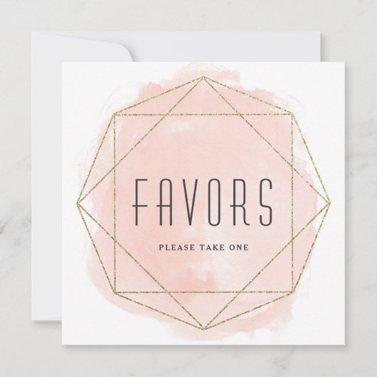 Waterverf Glitter Favors Table Sign Kaart (Voorkant)