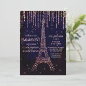 Waterverf Glitter Paris Eiffeltoren Verloving Kaart (Staand voorkant)