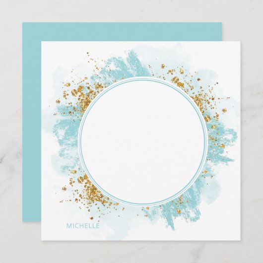 Waterverf Glitter Personalized Note Card Notitiekaartje (Voorkant / Achterkant)