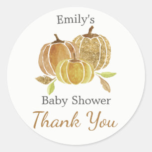 Waterverf Glitter Pompoen Herfst Baby Shower Ronde Sticker