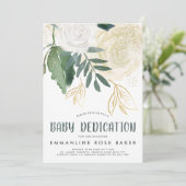 Waterverf & Glitter Rozen Baby Uitnodigen Kaart (Staand voorkant)