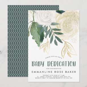 Waterverf & Glitter Rozen Baby Uitnodigen Kaart