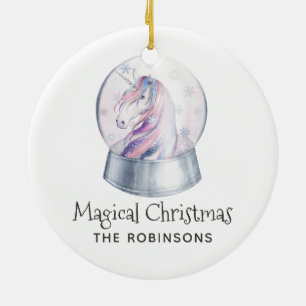 Waterverf Glitter Unicorn kerstfamilie Foto Keramisch Ornament