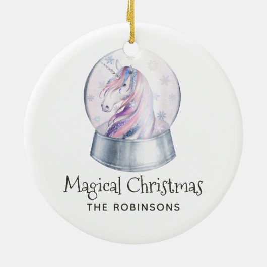 Waterverf Glitter Unicorn Kerstmis Keramisch Ornament (Achterkant)