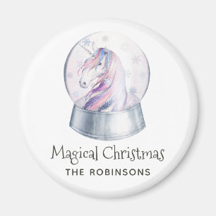 Waterverf Glitter Unicorn Winter Holiday Magneet