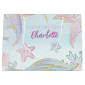 Waterverf Glitter Zeemeermin Onder het Zee Groot Cadeauzakje (Voorkant)