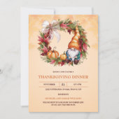 Waterverf Gnome Herfst Krans Thanksgiving Diner Kaart (Voorkant)