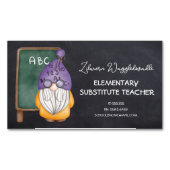 Waterverf Gnome Teacher Chalkboard Achtergrond Magnetisch Visitekaartje (Voorkant)