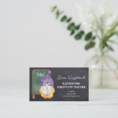 Waterverf Gnome Teacher Chalkboard Achtergrond Visitekaartje (Staand voorkant)