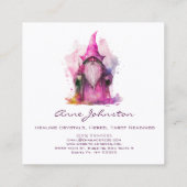 Waterverf Gnome Wizard Vierkante Visitekaartje (Achterkant)