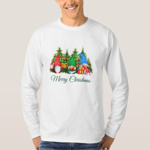 Waterverf Gnomen Green Merry Long Kerstmis T-shirt