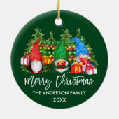 Waterverf-gnomen met kerstlampjes penseelscript keramisch ornament (Achterkant)