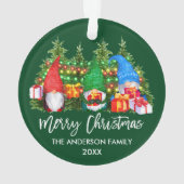 Waterverf-gnomen met kerstlampjes penseelscript ornament (achterkant)