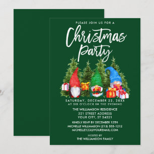 Waterverf Gnomes kerstfeest Green Kaart