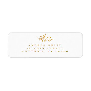 Waterverf Gold Branch Return-adreslabels Etiket