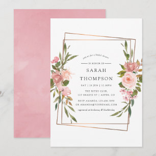 Waterverf Gold Geometric Blush Roos Vrijgezellenfe Kaart