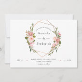 Waterverf Gold Geometric Blush Roses Weddenschap Kaart (Voorkant)