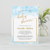 Waterverf Gold Glitter Virtual Baby Shower Kaart (Staand voorkant)