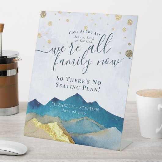 Waterverf Gold Mountain Open Seating Weddenschap Reclamebord Met Voetstuk (Insitu)