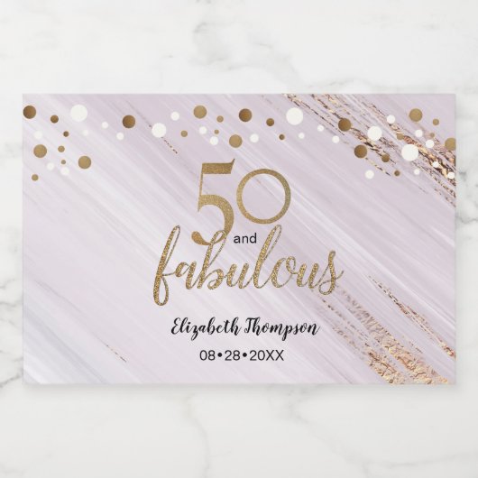 Waterverf Gold - persoonlijk ingesteld op 50 en ve Sparkling Wijnetiket (Enkel label)