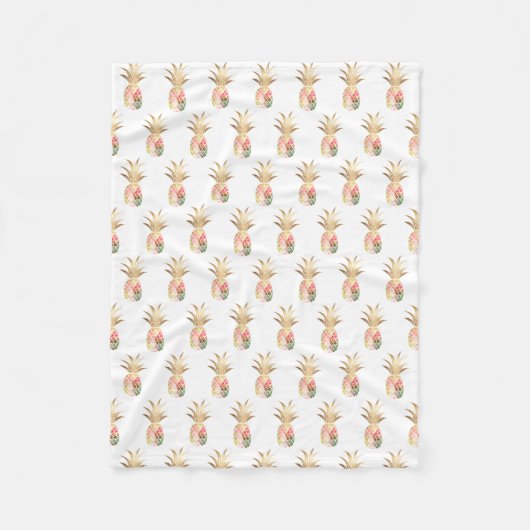 Waterverf Gold Pineapple Fleece Blanket (Voorkant)
