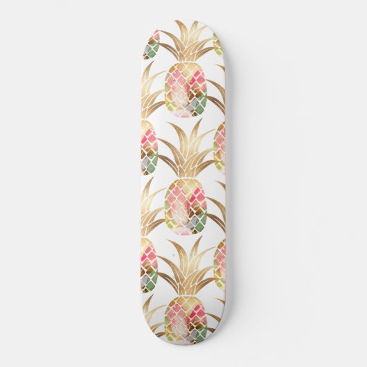 Waterverf Gold Pineapple Pattern Skateboard (Voorkant)
