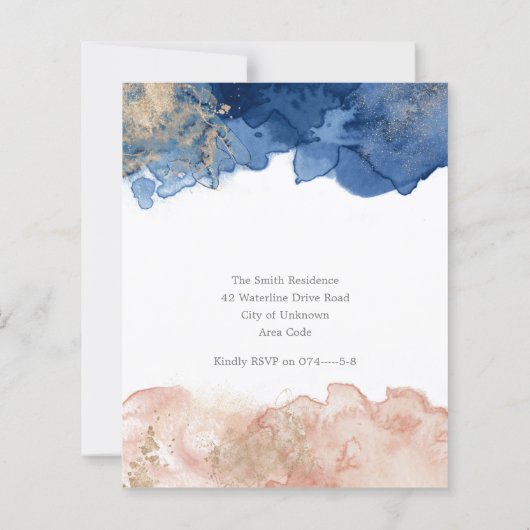 Waterverf Gold Splash Genderonderzoek Uitnodiging (Achterkant)