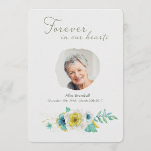 Waterverf Gold Turquoise Floral Foto Dank u wel Bedankkaart