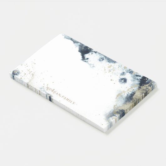 Waterverf Gold Waves Monogram Post-it Notes (Schuin)