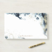 Waterverf Gold Waves Monogram Post-it Notes (Op bureau)