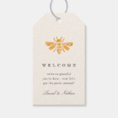 Waterverf Golden Bee bruiloft Welkom Cadeaulabel (Voorkant)