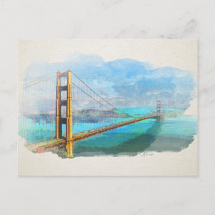 Waterverf Golden Gate Bridge San Francisco Briefkaart