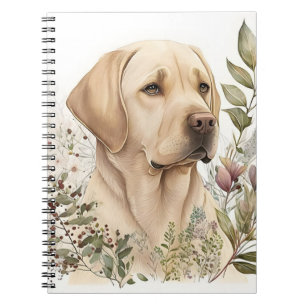 Waterverf Golden Labrador Retriever en Flowers Notitieboek